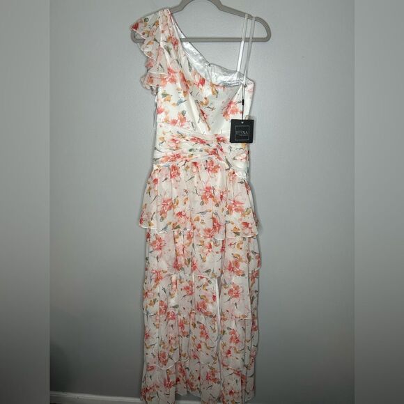 Mac Duggal Ieena Floral Print Ruffle Tiered One Shoulder Gown NWT - Picture 2 of 5